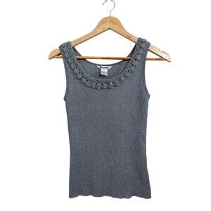 Nygard Collection Women’s Sleeveless Silver Metallic Silk Blend Blouse Small